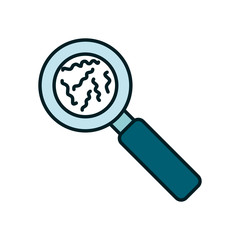 Isolated virus inside lupe line and fill style icon vector design