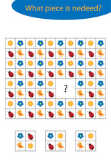 Complete the puzzle and find the missing part of the cover, fun education game for children, preschool worksheet activity for kids, task for the development of logical thinking, vector illustration