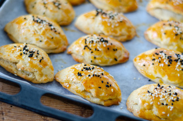 Homemade  cheesy pastry on the tray