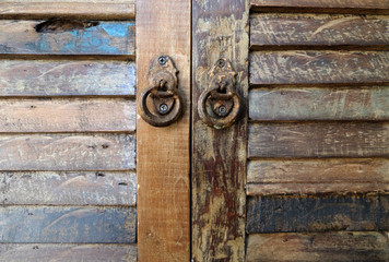 wood door classic in an old building