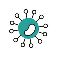 Isolated virus with spheres half line half color style icon vector design