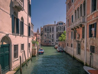 A side canal in Venice, Italy on a summers day