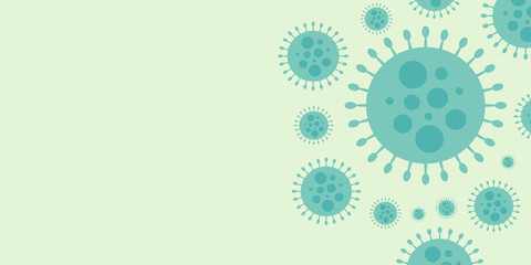 Green virus on banner background, Covid-19 concept, Flat illustration design	