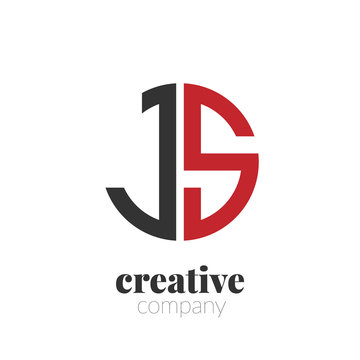 Initial Letter js Creative Elegant Circle Logo. Circle Logo Template.