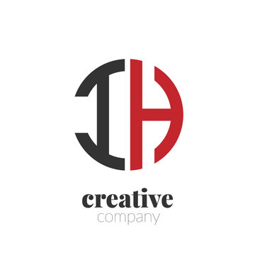 Initial Letter ih Creative Elegant Circle Logo. Circle Logo Template.