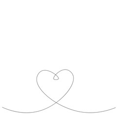 Heart one line draw vector illustration.	