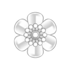 single flowers silver ornate isolated on white background, luxury flower petal silver simple, silver flowers object metal sculpture, illustration of deluxe silver flower, clip art flowers luxurious