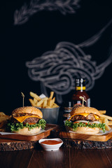 Homemade hamburger with fresh vegetables