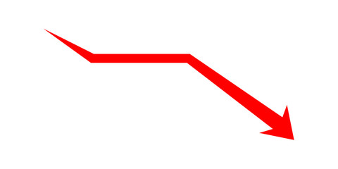 arrow red pointing down icon isolated on white background, graphic red arrow flat symbol, red arrow pointing down for clip art, illustration arrow logo