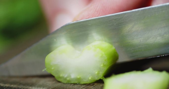 Fresh crushed celery into small pieces.