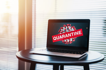 Quarantine theme. Notebook with information about quarantine during the coronavirus pandemic! Novel coronavirus 2019 COVID-19 theme. Quarantine appeal.