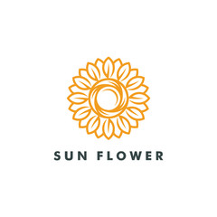Sun flower logo design icon vector illustration-07