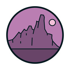 Mountain at night line and fill style icon vector design