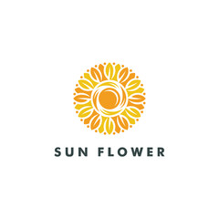 Sun flower logo design icon vector illustration-07