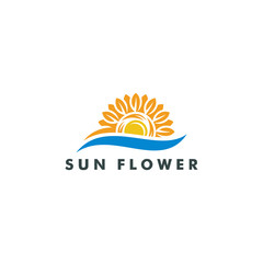 Sun flower logo design icon vector illustration-07