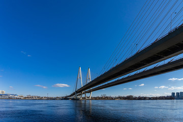 Bridge over the Neva river in Saint Petersburg. Vansu bridge.