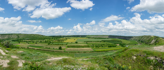 Panoramic view of moldavian rural landsape. Old Orhei, Moldova