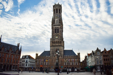 Fototapeta na wymiar Empty streets of the city center of Bruges in Belgium