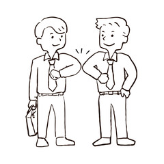 Illustration of a person greeting with elbows together