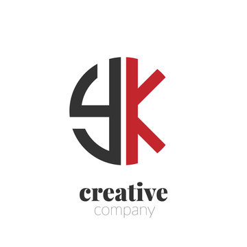 Initial Letter yk Creative Elegant Circle Logo. Circle Logo Template.