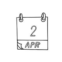 calendar hand drawn in doodle style. April 2. International Children's Book Day, date. icon, sticker, element