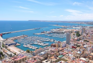 Fototapeta premium Alicante harbour and marina, aerial view