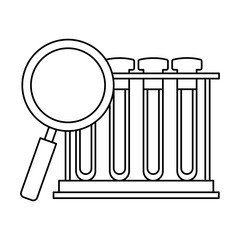 set of tube test with magnifying glass isolated icon vector illustration design