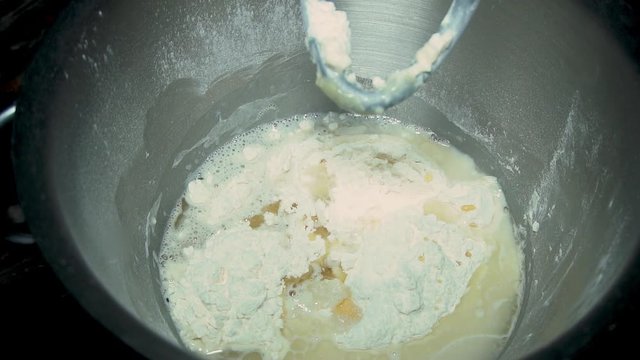 Machine knead bread dough, close-up