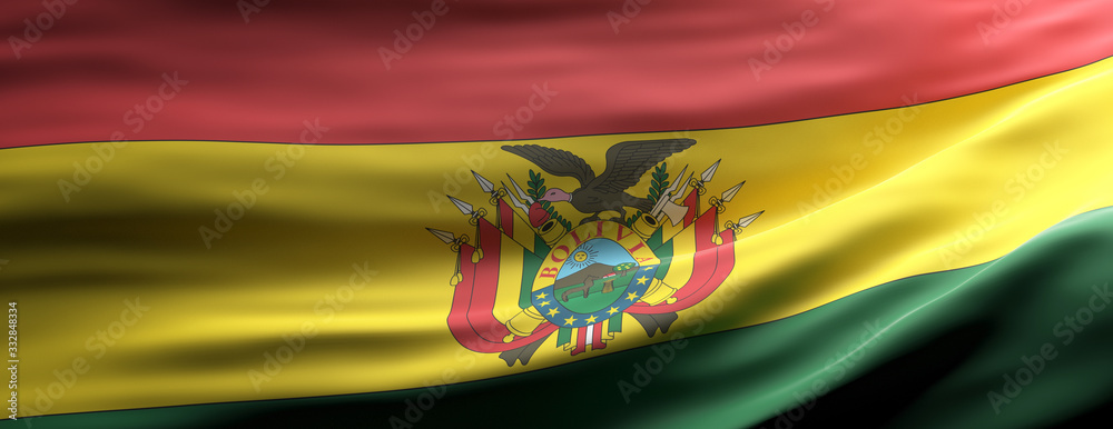 Wall mural Bolivia national flag waving texture background. 3d illustration