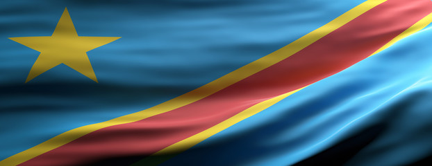 Congo national flag waving texture background. 3d illustration