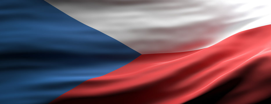Czech Republic national flag waving texture background. 3d illustration