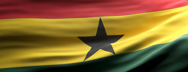 Ghana national flag waving texture background. 3d illustration