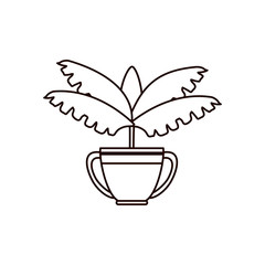 plant inside pot line style icon vector design