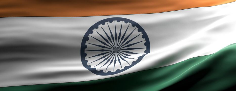 India national flag waving texture background. 3d illustration