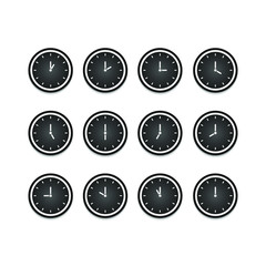 Hourly clock icon set isolated on white background. Vector illustration