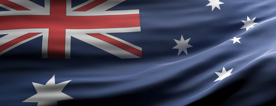 Australia national flag waving texture background. 3d illustration