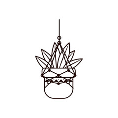 hanger plant inside pot line style icon vector design