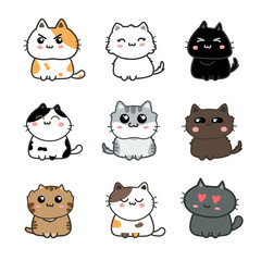 cute cats cartoon set vector