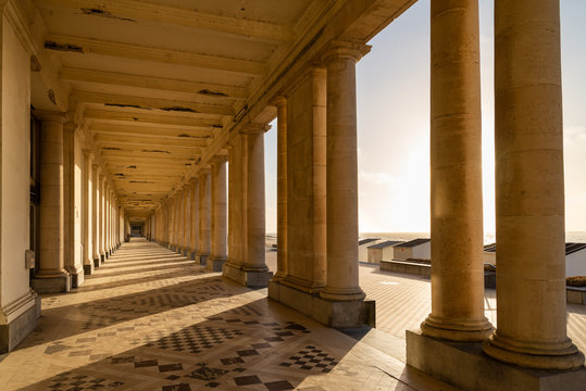The Royal Galleries of Ostend at sunset. 