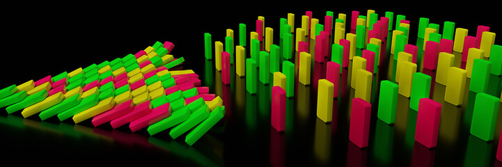 Fototapeta premium social distancing demonstration with domino pieces, effective prevention measures concept to stop the spread of the coronavirus 