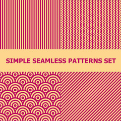 Set of 4 minimal style patterns. Retro style ornaments suitable for textile, wrapping paper, tiles and backgrounds.