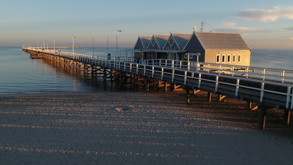 Obraz premium Aerial Drone Images Busselton Jetty at sunrise Western Australia 