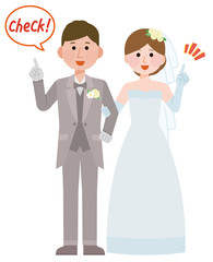 結婚式　披露宴　チェックポイント　新郎新婦　イラスト