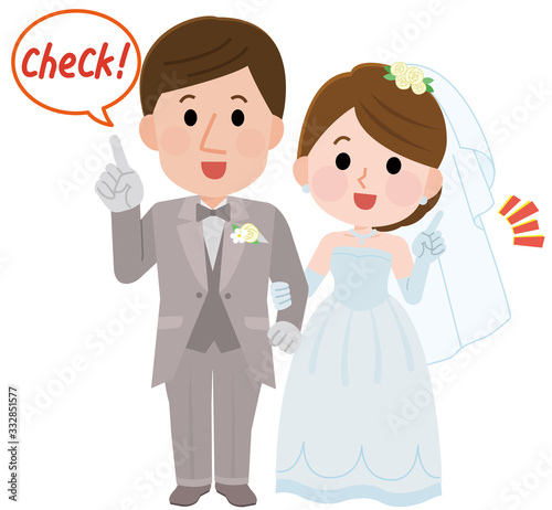 Fototapete 結婚式 披露宴 チェックポイント 新郎新婦 イラスト こけ田