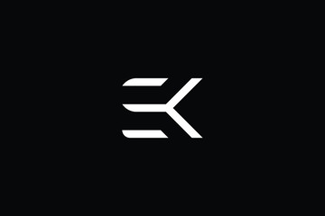 Minimal elegant monogram art logo. Outstanding professional trendy awesome artistic SK KS EK KE initial based Alphabet icon logo. Premium Business logo White color on black background