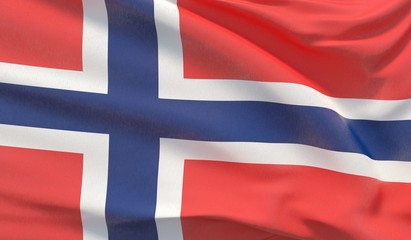 Obraz premium Waving national flag of Norway. Waved highly detailed close-up 3D render.