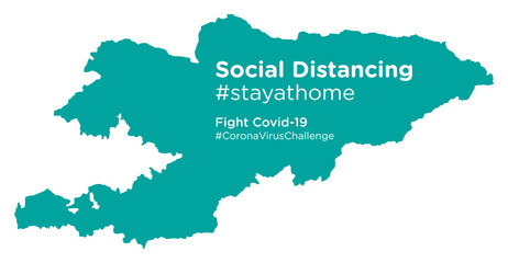 Kyrgyzstan map with Social Distancing #stayathome tag
