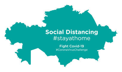 Kazakhstan map with Social Distancing #stayathome tag