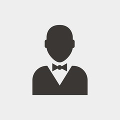 man wearing bow tie icon vector illustration and symbol for website and graphic design