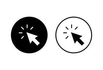 Click icons set on white background. Cursor icon. Computer mouse click cursor black arrow icons